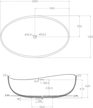 Ванна из искусственного камня ABBER Stein AS9639 белая матовая 