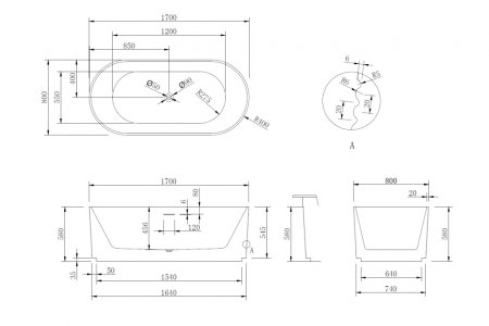 Акриловая ванна ABBER AB9436-1.7 белая 