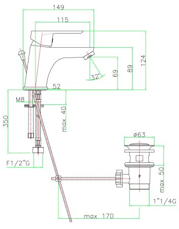 Смеситель для раковины Webert Sax Evolution SE830102560 
