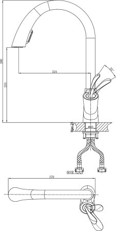 Смеситель D&K Venice Baciano DA1032541 для кухонной мойки 