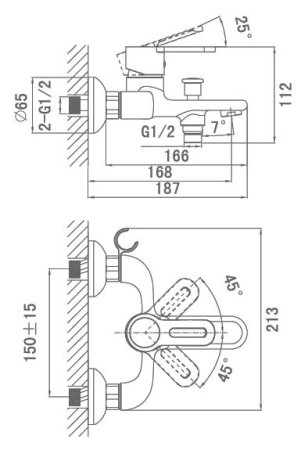 Смеситель D&K Paulinus Rhein DA1353201 для ванны с душем 