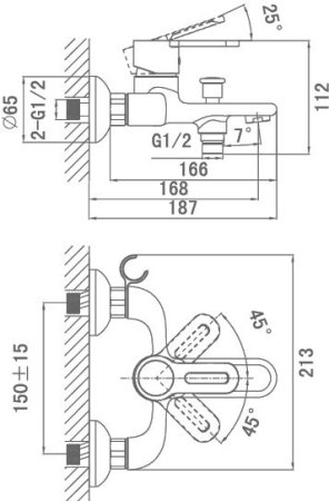 Смеситель D&K Paulinus Rhein DA1353201 для ванны с душем 