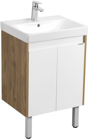 Тумба под раковину Aquaton Сканди Doors 55 1A278801SDZ90 Белый глянец, Дуб рустикальный 