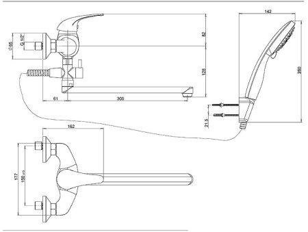 Смеситель для ванны Paini Smile 39CR112P19CAKM универсальный Хром 