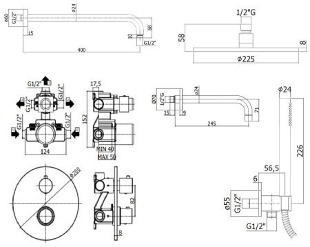 Душевая система Paffoni Light KITLIQ019CR141 с термостатом Хром 