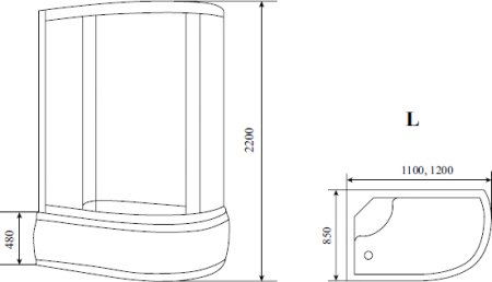 Душевая кабина Timo Standart T-6620 B L профиль черный 