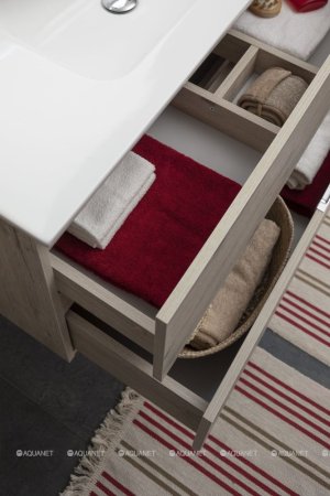 Тумба с раковиной Aquanet Алвита New 100 2 ящика, дуб веллингтон белый 