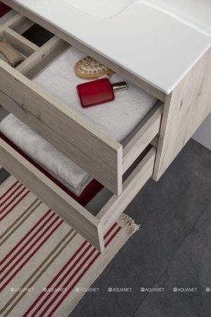 Тумба с раковиной Aquanet Алвита New 100 2 ящика, дуб веллингтон белый 