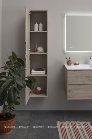 Тумба с раковиной Aquanet Алвита New 100 2 ящика, дуб веллингтон белый 