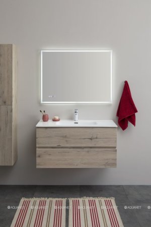 Тумба с раковиной Aquanet Алвита New 100 2 ящика, дуб веллингтон белый 