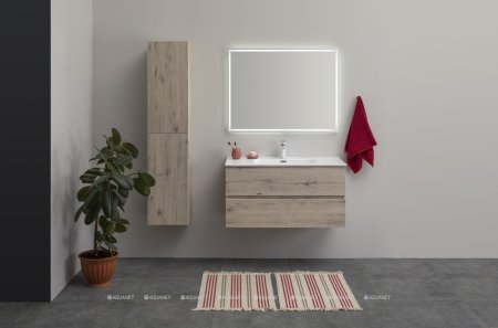 Тумба с раковиной Aquanet Алвита New 100 2 ящика, дуб веллингтон белый 