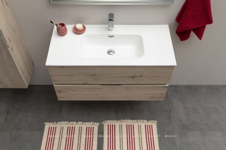 Тумба с раковиной Aquanet Алвита New 100 2 ящика, дуб веллингтон белый 