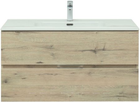 Тумба с раковиной Aquanet Алвита New 100 2 ящика, дуб веллингтон белый 