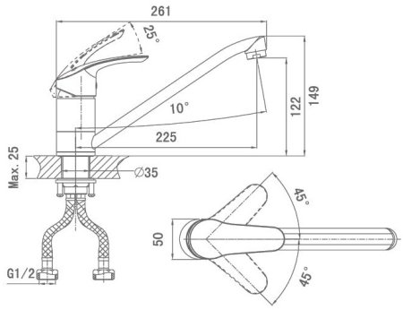 Cмеситель для раковины HANSEN H45012 Хром 