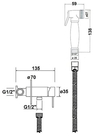 Гигиенический душ со смесителем AQUAme Retro AQM6010OB Бронза 