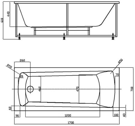 Акриловая ванна Azario Enrica 170х70 AV.0030170 без гидромассажа 