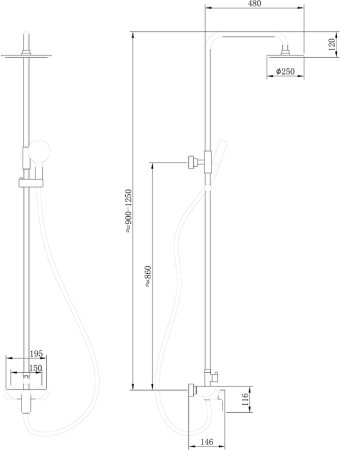Душевая система Abber Weiss Insel AF8020 Хром 