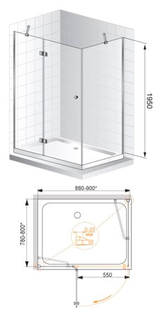 Душевой уголок Cezares Verona AH1 90/80 P Cr L 
