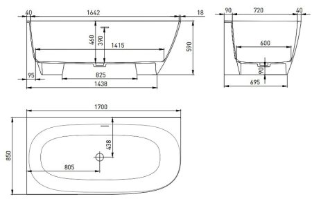 Ванна из искусственного камня Salini Sofia Corner Left 170х85 102525MRF покраска по RAL полностью матовая 