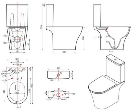 Унитаз-компакт Orans Ceramic WM-9907 с микролифтом 