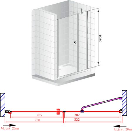 Душевая дверь в нишу Cezares Elena W B11 30/80 P Cr L 