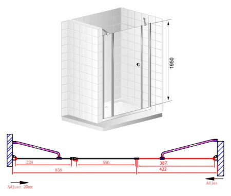 Душевая дверь в нишу Cezares Elena B13 40/60/30 P Cr L 