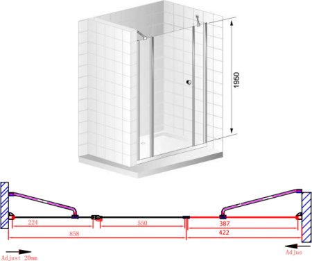 Душевая дверь в нишу Cezares Elena B13 40/60/30 P Cr L 