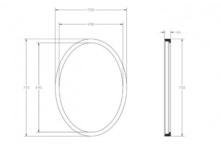 Зеркало Abber Stein 55 AS6610R с подсветкой с многофункциональной панелью 