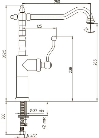 Смеситель для кухни Paini Duomo 88F3572LL2SKM Старая бронза 