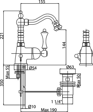 Смеситель Cezares Margot MARGOT-BSM2-03/24-Bi для биде 