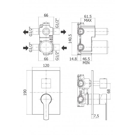 Смеситель Cezares Fuoco FUOCO-DEV3-01 для душа 
