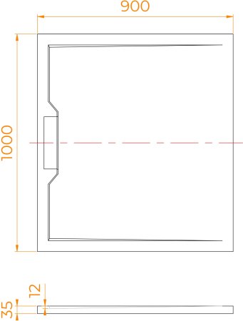 Душевой поддон прямоугольный RGW STE MW Белый мрамор  900x1000 