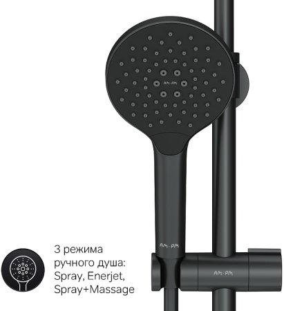 Душевая система AM.PM Like F0780522 с термостатом Черная матовая 