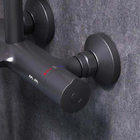 Душевая система AM.PM Like F0780522 с термостатом Черная матовая 