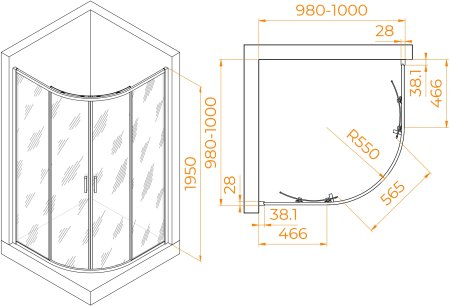 Душевой уголок RGW PA-52B 1000x1000 