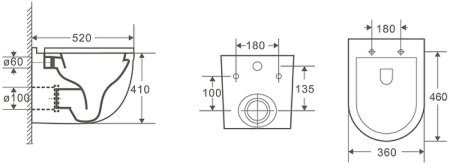 Унитаз CeramaLux 2198 подвесной Белый с сиденьем Микролифт 