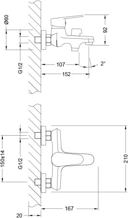 Смеситель для ванны Lemark Point (LM0314C) 