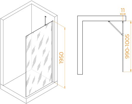 Душевая перегородка RGW WA-102Gb 1000 