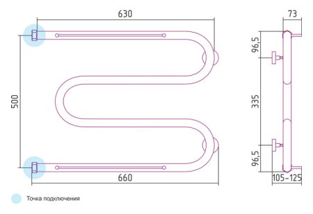 Полотенцесушитель водяной Сунержа М-образный 50x65 с 2 полками 