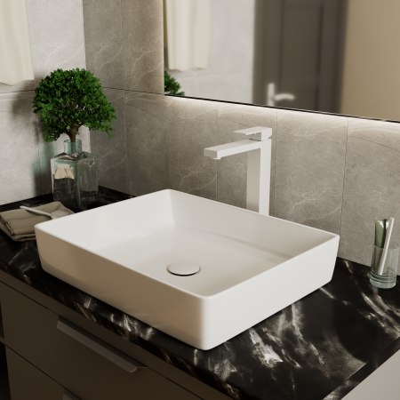 Смеситель для раковины DK высокий матовый белый Bayern.Liszt (DA1512008) 