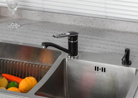 Смеситель для кухни Frap H49-6 F4549-6 Черный матовый Хром 