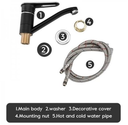 Смеситель для кухни Frap H49-6 F4549-6 Черный матовый Хром 