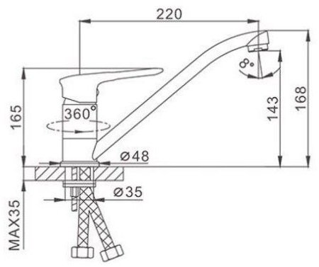 Смеситель для кухни Frap H49-6 F4549-6 Черный матовый Хром 