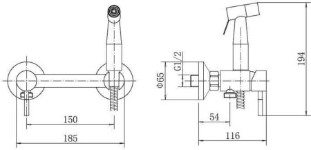Смеситель настенный с гигиенической лейкой FASHUN (A57503-7) черный 