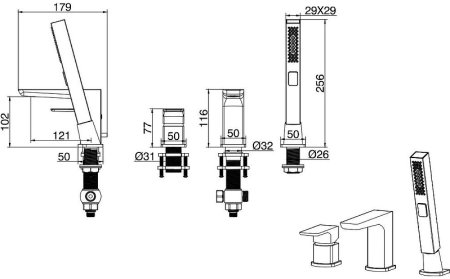 Смеситель на борт ванны Allen Brau Infinity 5.21008-31 Черный матовый 