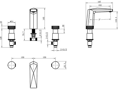 Смеситель для раковины Boheme Venturo 150-MG-DIAMOND Золото матовое 