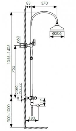 Душевая система Kaiser Aria 03182-3 с термостатом Золото 