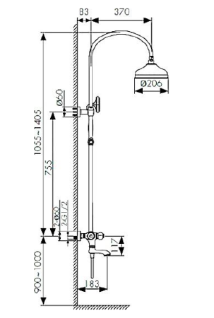Душевая система Kaiser Aria 03182-3 с термостатом Золото 