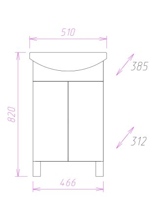 Тумба с раковиной Onika Лига 50.11 белая 