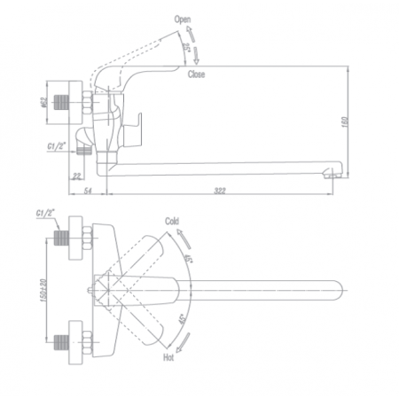 Смеситель для ванны Landberg LB-13207A-D120CR+W Хром/Белый 